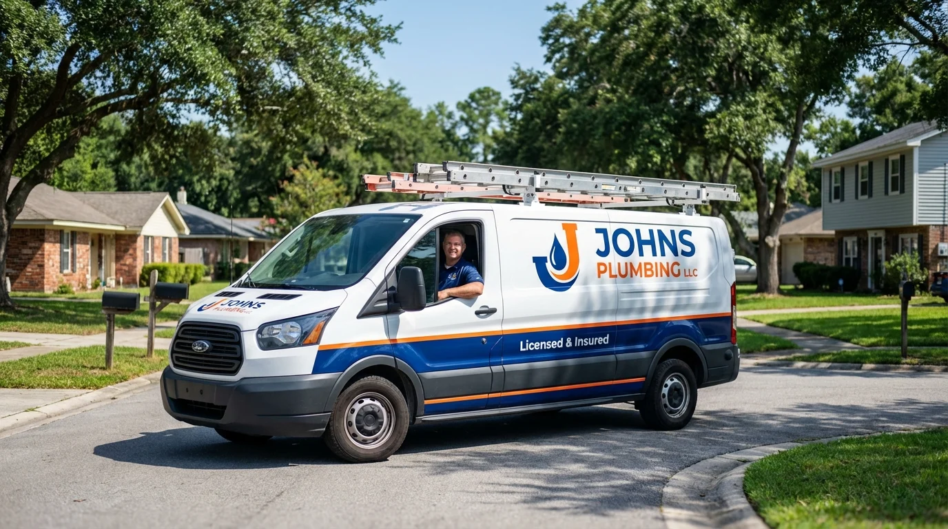Johns Plumbing LLC service van in Ahoskie, NC