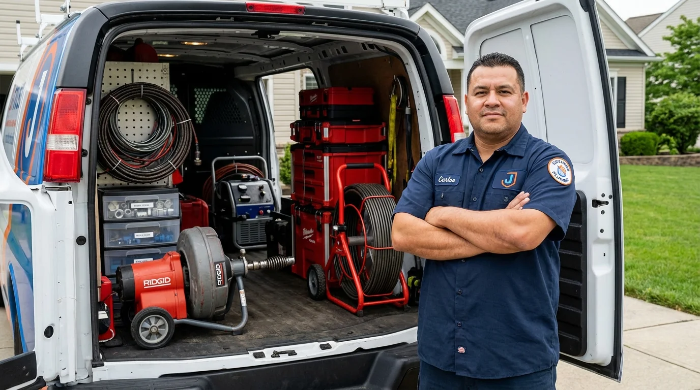 Professional drain cleaning equipment and Johns Plumbing LLC plumber in Ahoskie