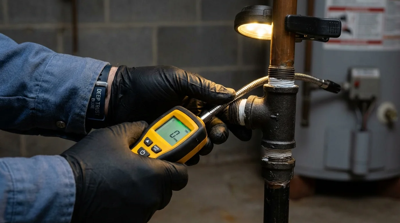 Gas leak detection with electronic sniffer by Johns Plumbing LLC in Ahoskie