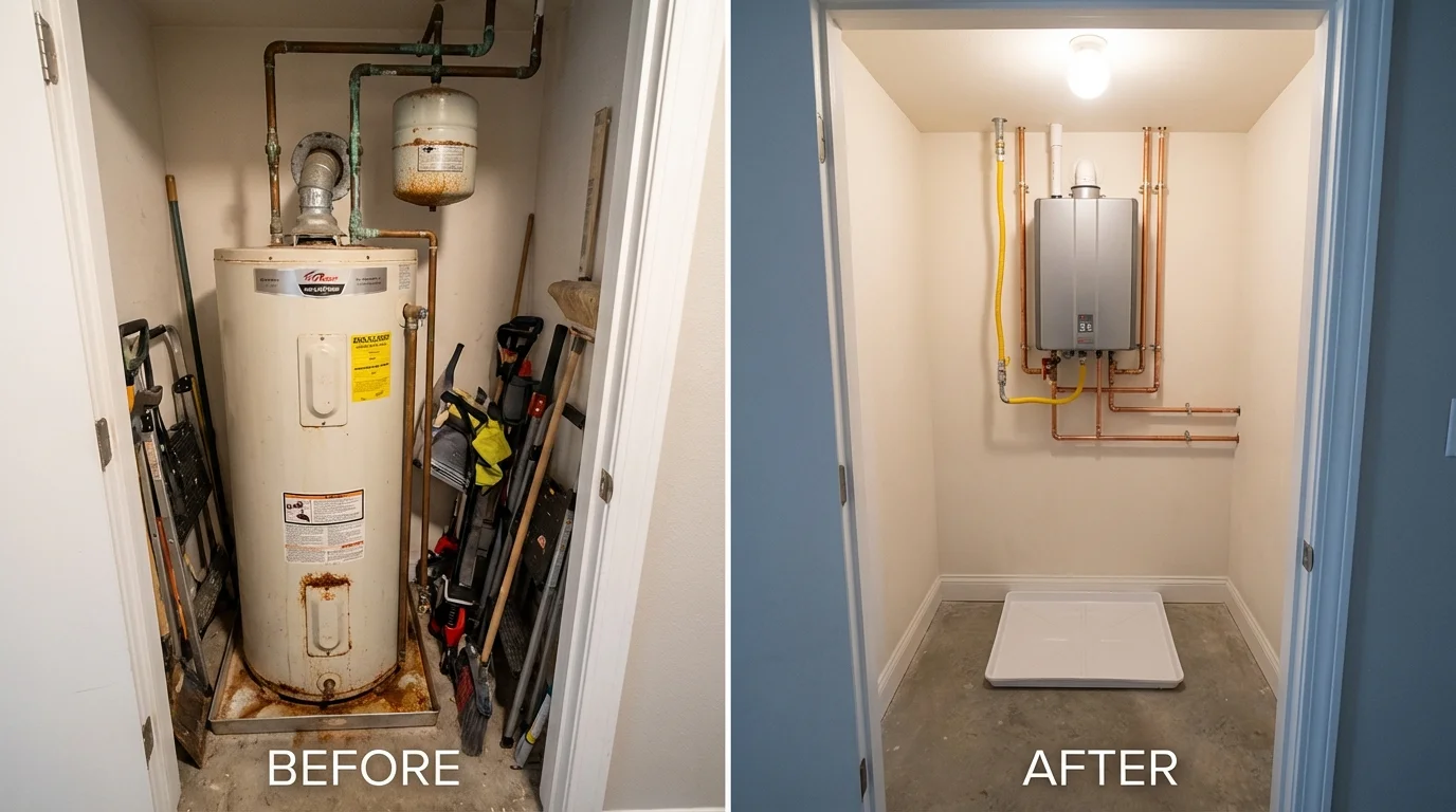 Tank water heater versus wall-mounted tankless unit comparison for Ahoskie, NC homeowners