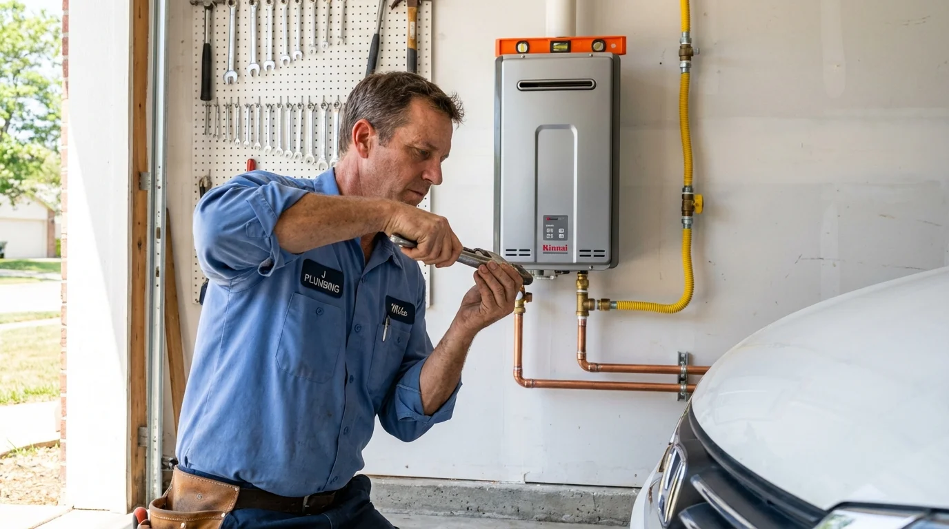 Tankless water heater installation by a Johns Plumbing LLC plumber in Ahoskie