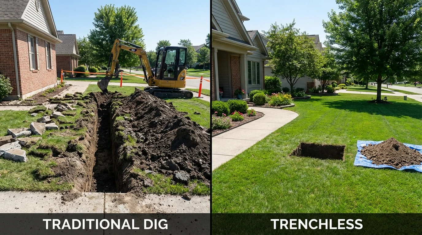 Trenchless sewer repair with minimal yard damage versus traditional excavation in Ahoskie, NC